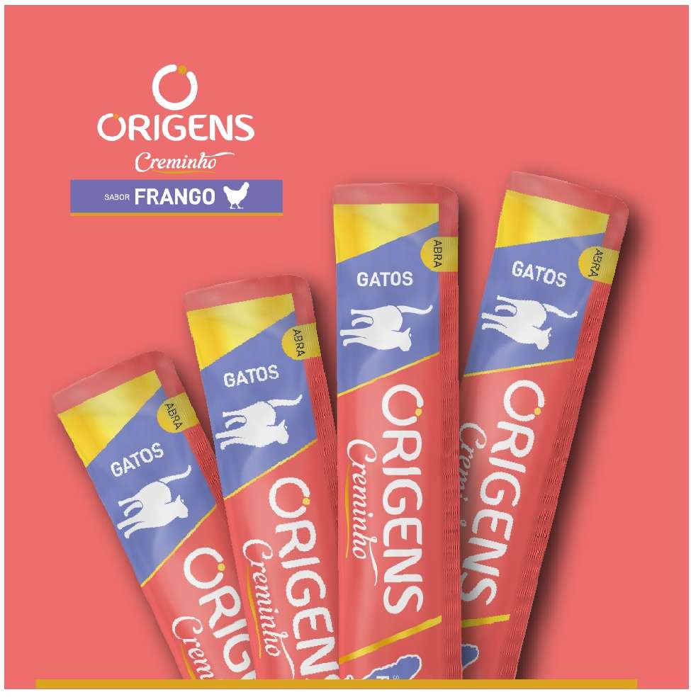 Petisco Cremoso Origens Creminho Frango para Gatos - 1 Pacote (4 Unidades)