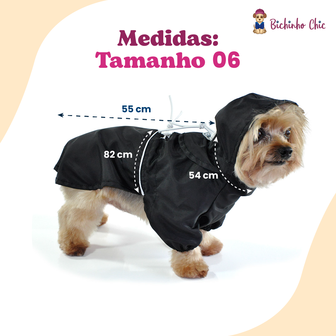 Capa de Chuva Bichinho Chic Premium Preto - Tam. 06