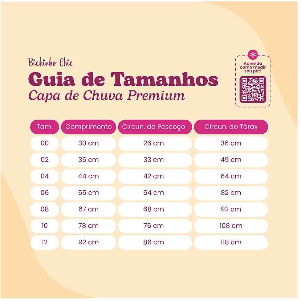 Capa de Chuva Bichinho Chic Premium Preto - Tam. 06