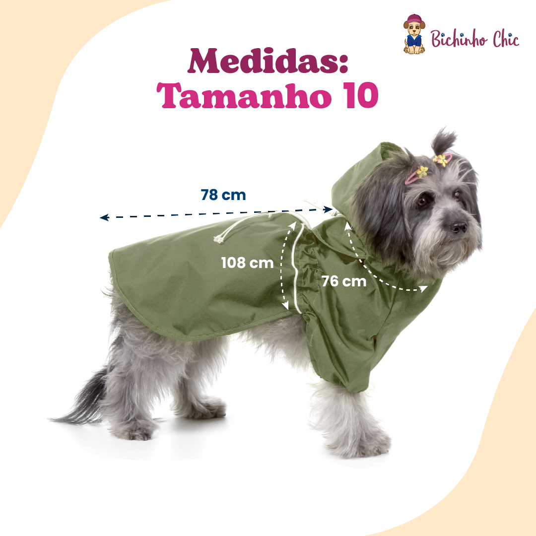 Capa de Chuva Bichinho Chic Premium Verde - Tam. 10