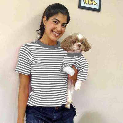 Blusa Fábrica Pet Lista Cinza com Manga - Tam. M