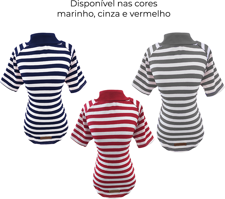 Blusa Fábrica Pet Lista Cinza com Manga - Tam. M