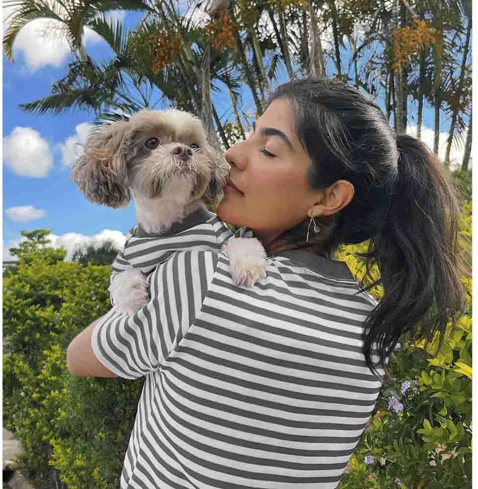 Blusa Fábrica Pet Lista Cinza com Manga - Tam. M