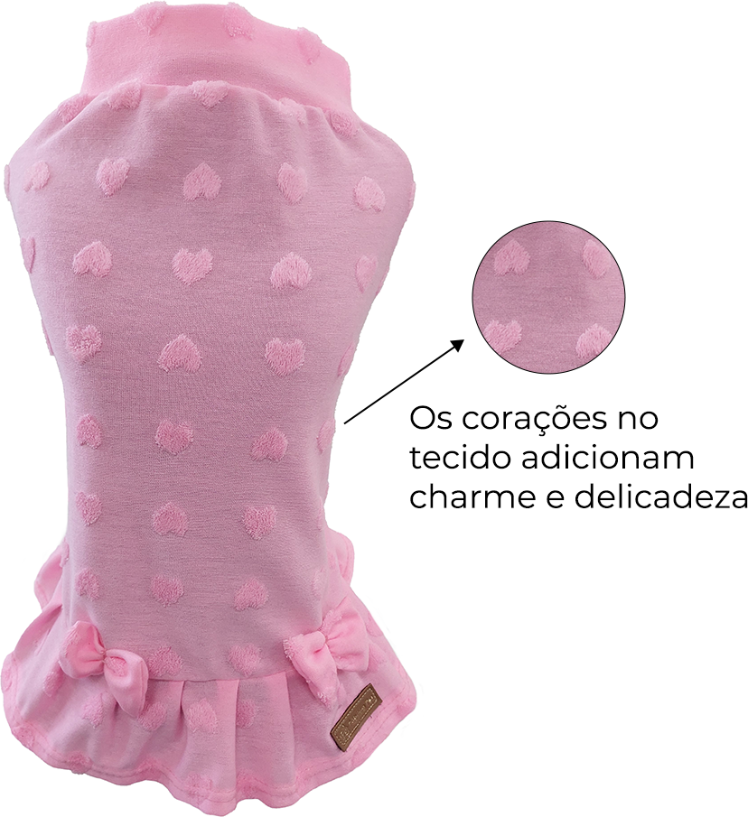 Vestido Fábrica Pet Coração Rosa - Tam. GG