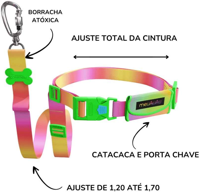 Guia meuAuAu Mão Livres New Citrus para Cães - Tam. Único