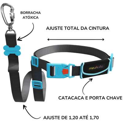 “Guia meuAuAu Mão Livres New Neon Azul para Cães”