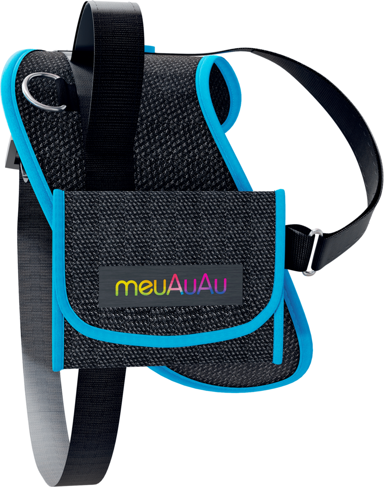 Peitoral meuAuAu Safe Neon Azul para Cães - Tam. M