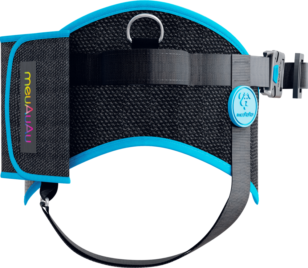 Peitoral meuAuAu Safe Neon Azul para Cães - Tam. M