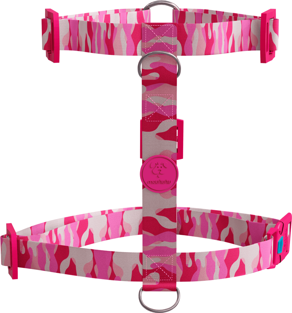 Kit meuAuAu Guia e Peitoral H Armypink para Cães - Tam. P