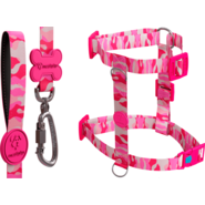 Kit meuAuAu Guia e Peitoral H Armypink para Cães - Tam. G