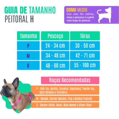 Kit meuAuAu Guia e Peitoral H Armyblue para Cães