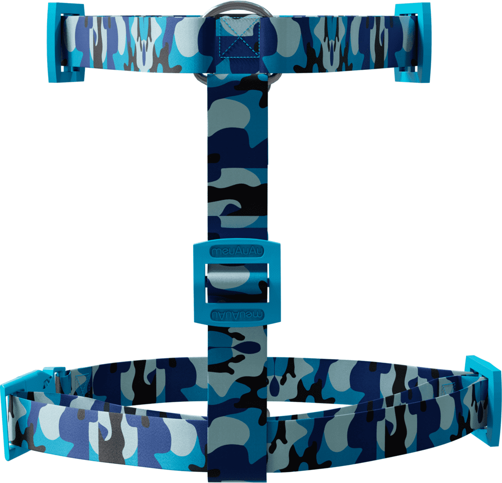 Kit meuAuAu Guia e Peitoral H Armyblue para Cães - Tam. G