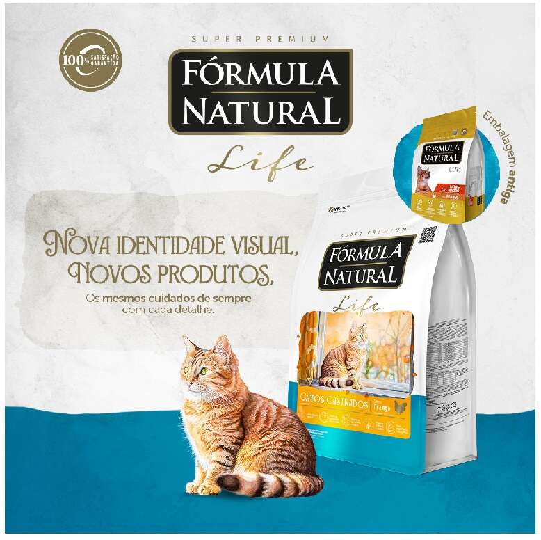 Ração Seca Fórmula Natural Life Sabor Frango para Gatos Adultos Castrados - 10,1Kg