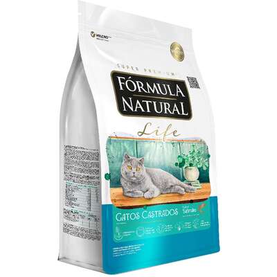 Ração Fórmula Natural Life Sabor Salmão para Gatos Adultos Castrados