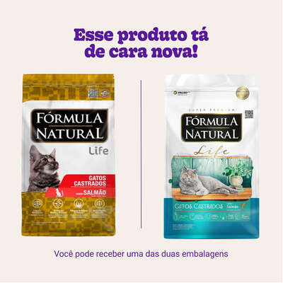 Ração Fórmula Natural Life Sabor Salmão para Gatos Adultos Castrados