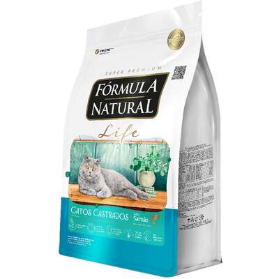 Ração Fórmula Natural Life Sabor Salmão para Gatos Adultos Castrados