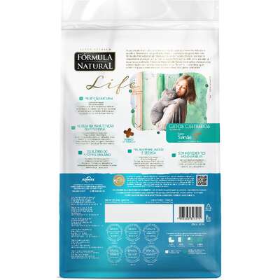 Ração Fórmula Natural Life Sabor Salmão para Gatos Adultos Castrados