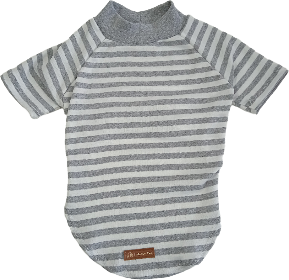Blusa Fábrica Pet Lista Cinza com Manga - Tam. M