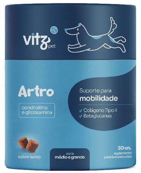 Suplemento Palatavel Vitz Pet Artro para Cães Adultos Porte Médio e Grande - 30 Unidades