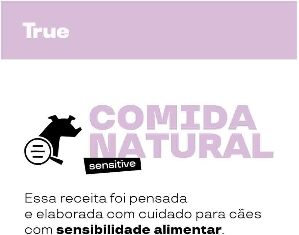 Alimentação Natural True Sensitive Sabor Carne Suína para Cães Adultos - 1kg