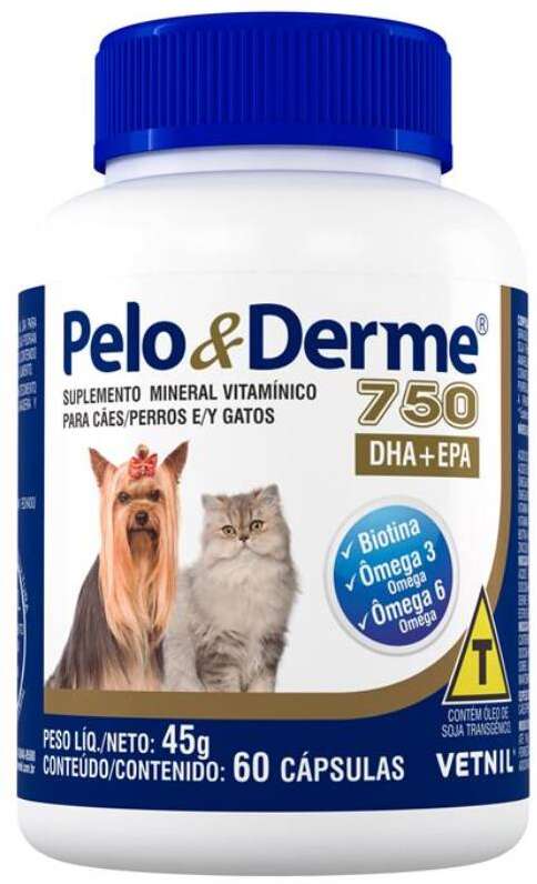 Suplemento Vetnil Pelo & Derme DHA + EPA 750 - 60 Cápsulas