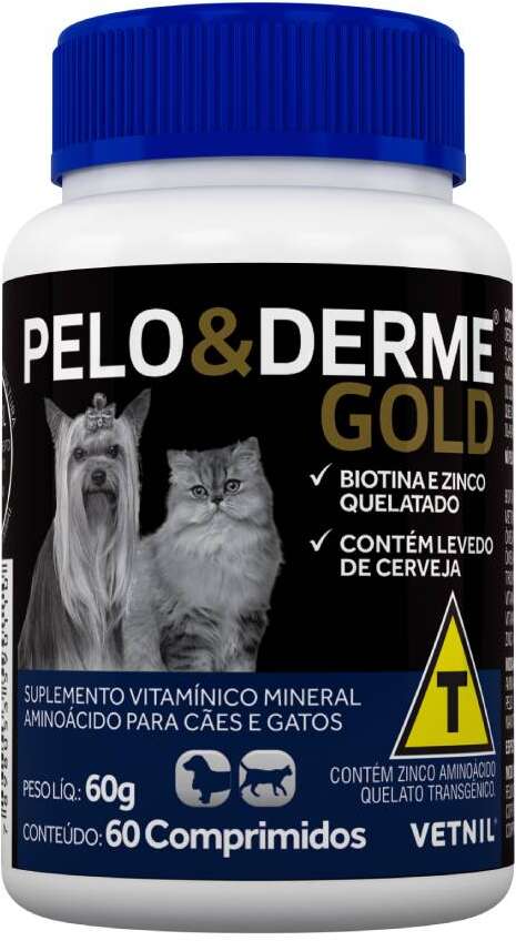 Suplemento Vitamínico Vetnil Pelo & Derme Gold 60 g para Cães e Gatos - 60 Comprimidos