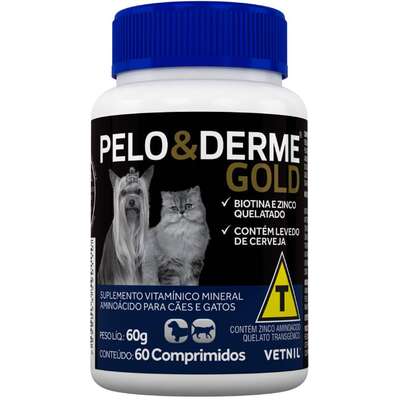 Suplemento Vitamínico Vetnil Pelo & Derme Gold para Cães e Gatos”
