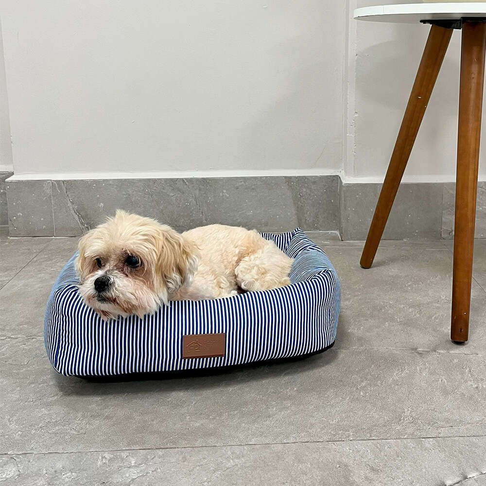 Cama Retangular Fábrica Pet Listra Azul Marinho - Tam. P