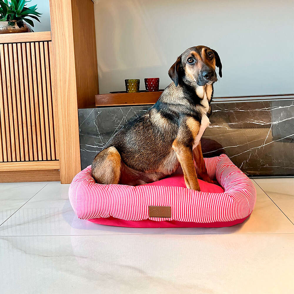 Cama Retangular Fábrica Pet Listra Pink - Tam. G