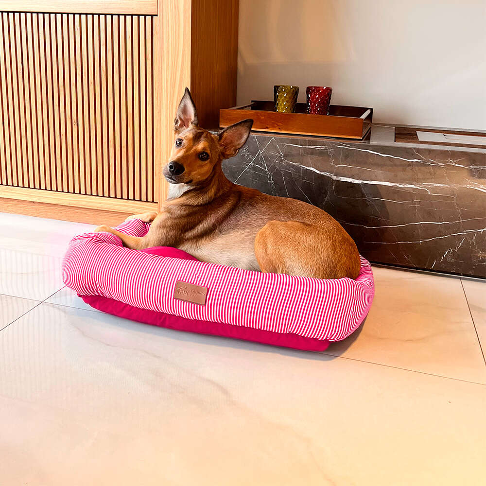 Cama Retangular Fábrica Pet Listra Pink - Tam. GG