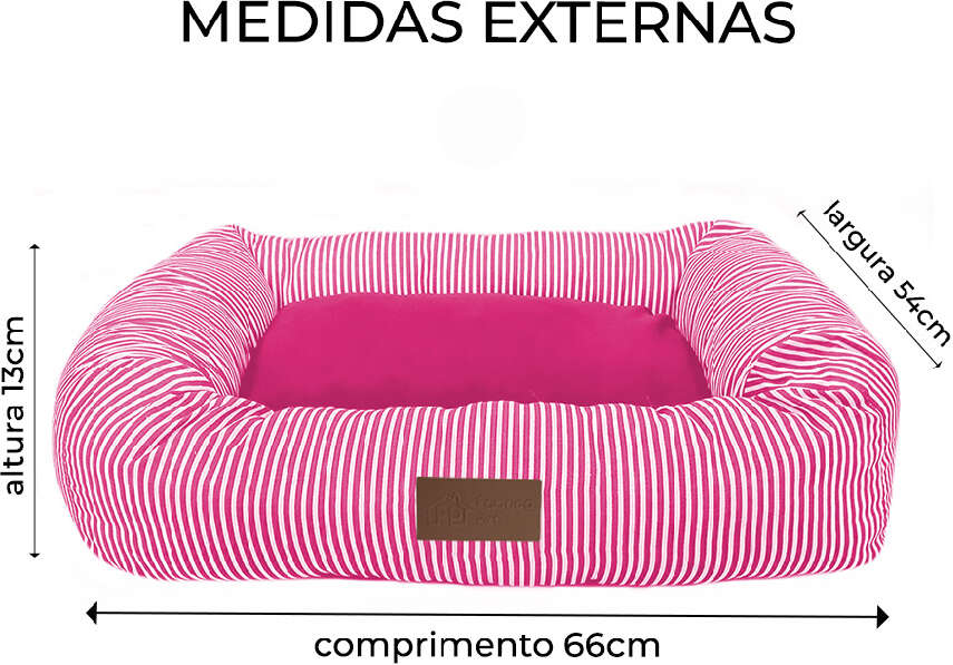 Cama Retangular Fábrica Pet Listra Pink - Tam. GG