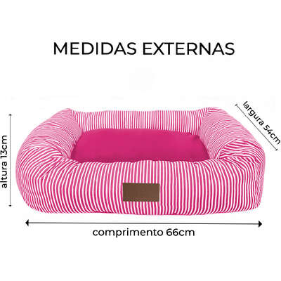 Cama Retangular Fábrica Pet Listra Pink