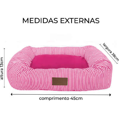 Cama Retangular Fábrica Pet Listra Pink