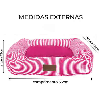 Cama Retangular Fábrica Pet Listra Pink