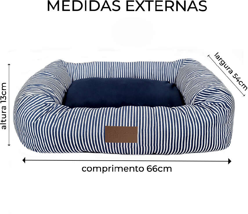 Cama Retangular Fábrica Pet Listra Azul Marinho - Tam. GG