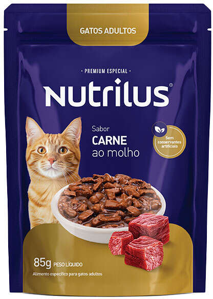 Ração Úmida Nutrilus Sabor Carne para Gatos Adultos - 85 g
