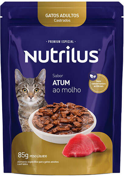 Ração Úmida Nutrilus Sabor Atum para Gatos Adultos Castrados - 85g