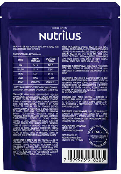 Ração Úmida Nutrilus Sabor Carne para Cães Adultos - 100g