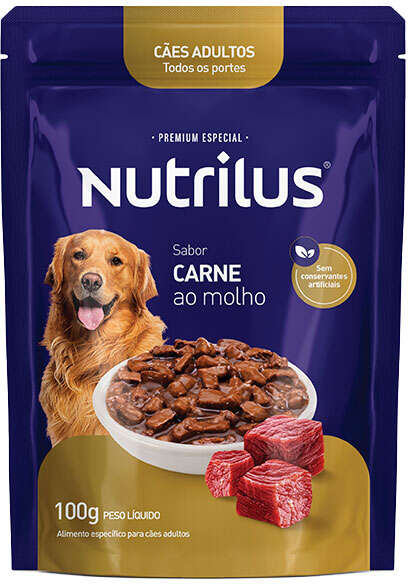Ração Úmida Nutrilus Sabor Carne para Cães Adultos - 100g