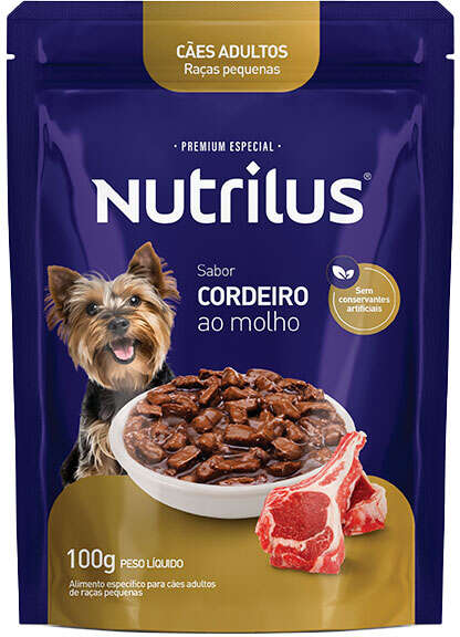 Ração Úmida Nutrilus Sabor Cordeiro para Cães Adultos de Porte Pequeno - 100g
