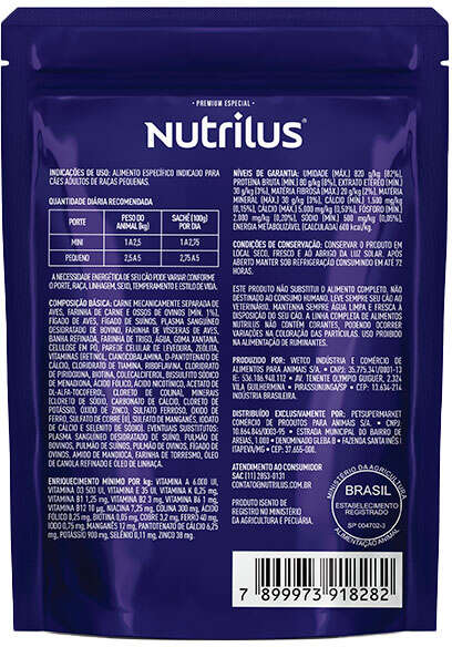 Ração Úmida Nutrilus Sabor Cordeiro para Cães Adultos de Porte Pequeno - 100g
