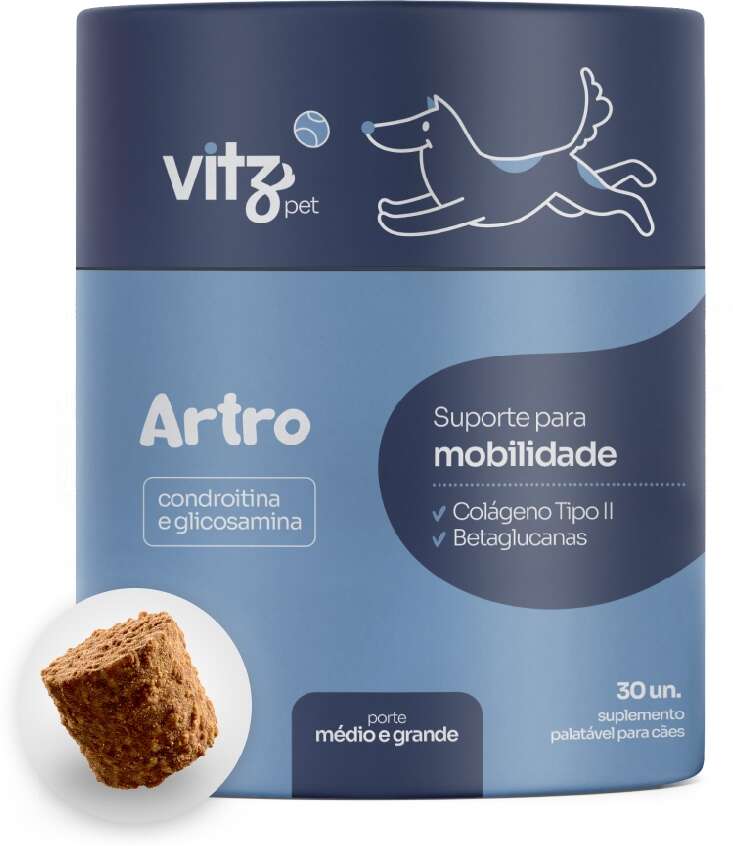 Suplemento Palatavel Vitz Pet Artro para Cães Adultos Porte Médio e Grande - 30 Unidades
