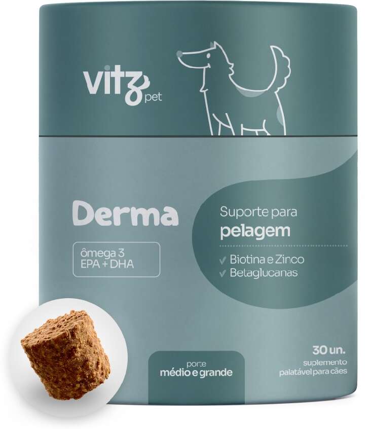 Suplemento Palatável Vitz Pet Derma para Cães de Porte Médio e Grande - 30 Unidades