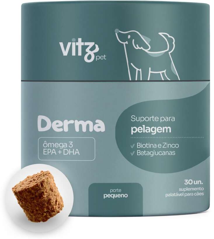 Suplemento Palatável Vitz Pet Derma para Cães de Porte Pequeno - 30 Unidades