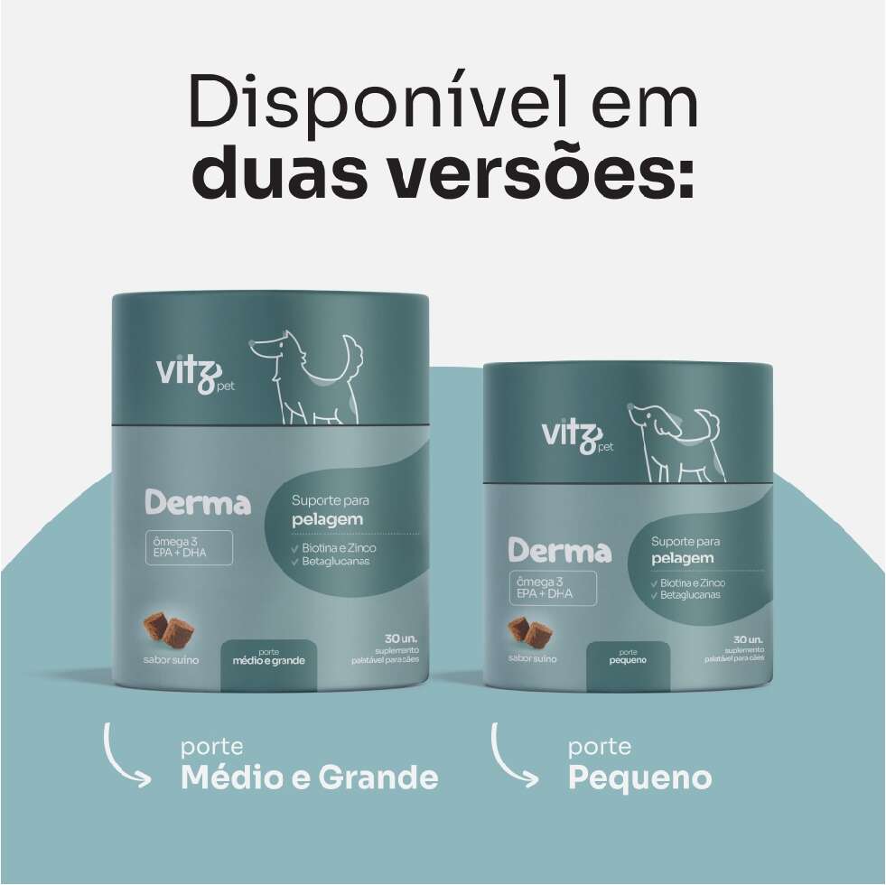 Suplemento Palatável Vitz Pet Derma para Cães de Porte Pequeno - 30 Unidades