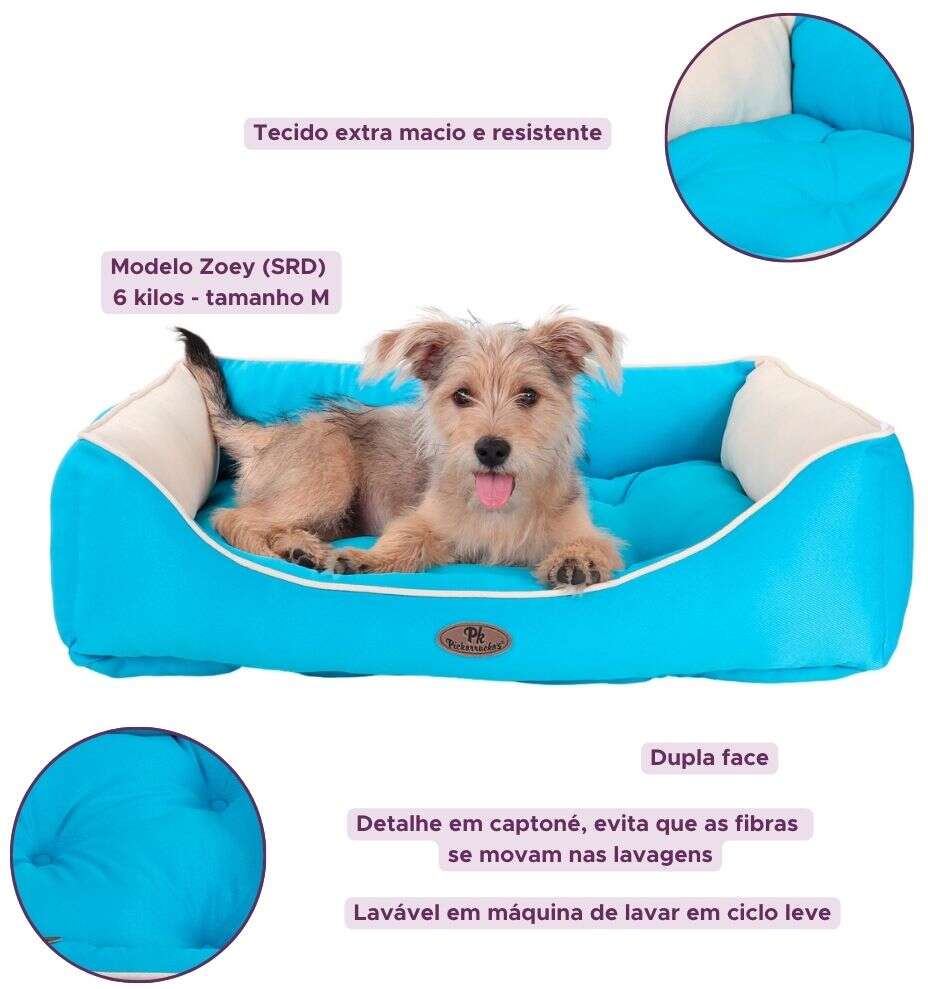Cama Ultra Soft Pickorruchos Dupla Face Azul - Tam. GG