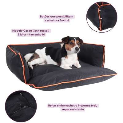 “Cama Pickorruchos Pratic Nylon Impermeável Preto e Laranja”