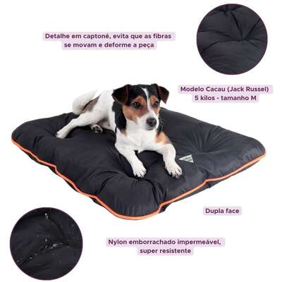 Colchonete Pickorruchos Almofadog Impermeável Preto e Laranja”