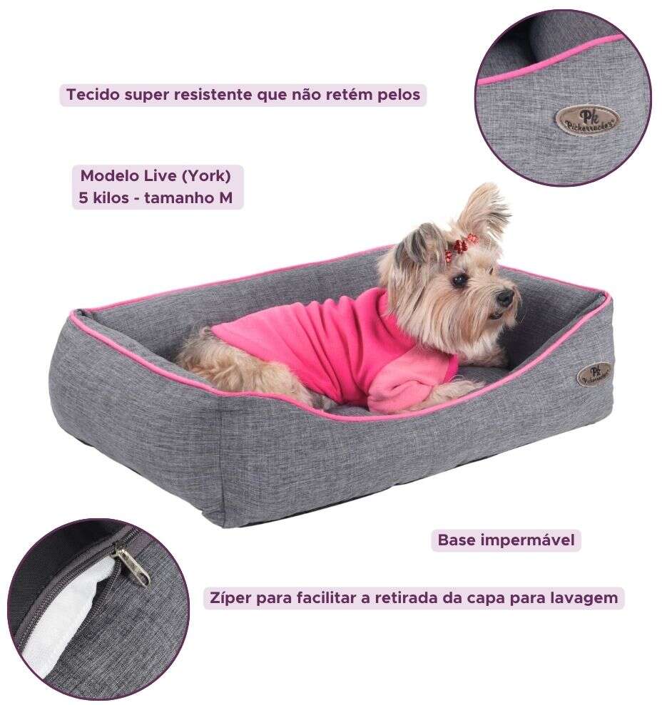 Cama Pickorruchos Sofist Cinza e Rosa - Tam. GG