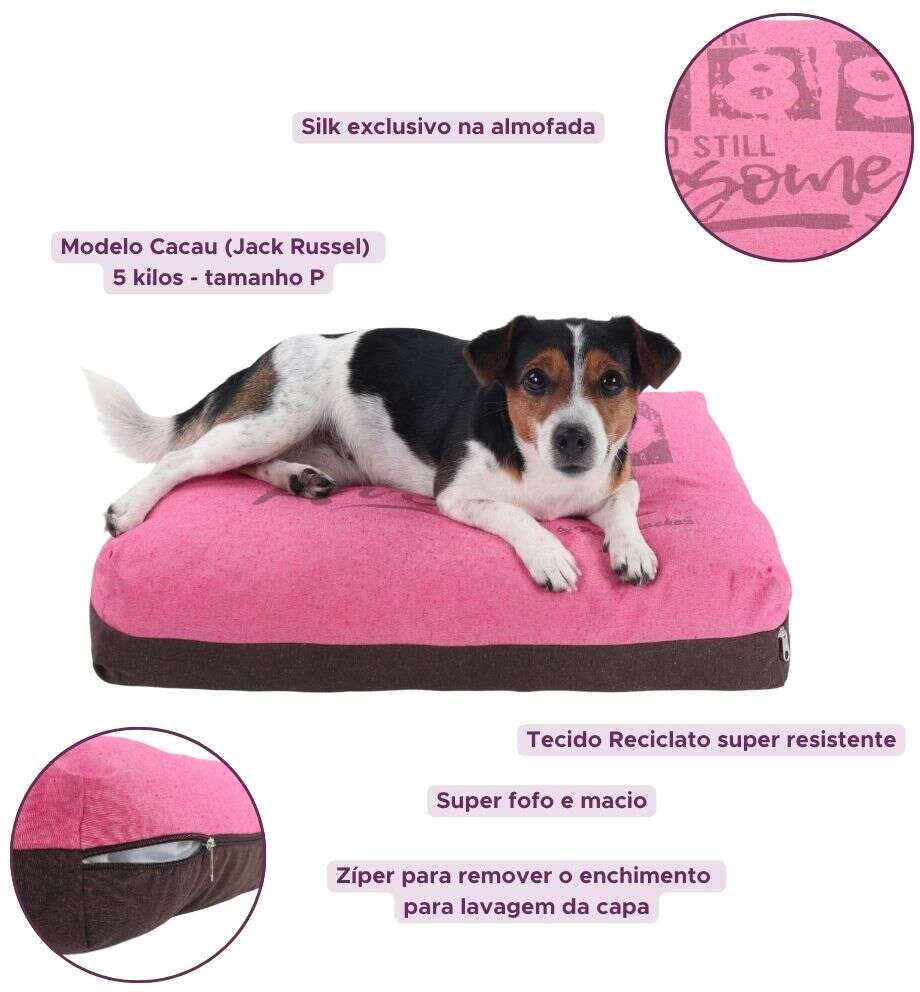 Almofada Puff Pickorruchos Retrô Reciclato Rosa - Tam. G
